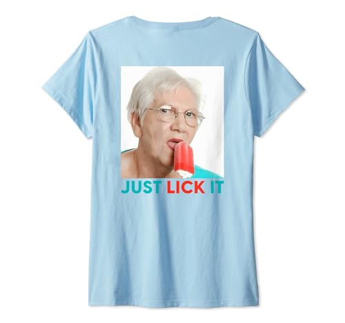 Damen GRANDMA JUST LICK IT X Oma Eis Ice Eisliebhaber Sommer. BACK T-Shirt mit V-Ausschnitt Damen GRANDMA JUST LICK IT X Oma Eis Ice Eisliebhaber Sommer. BACK T-Shirt mit V-Ausschnitt von GRANDMA JUST LICK IT Meme - Eis Eiscreme Liebe