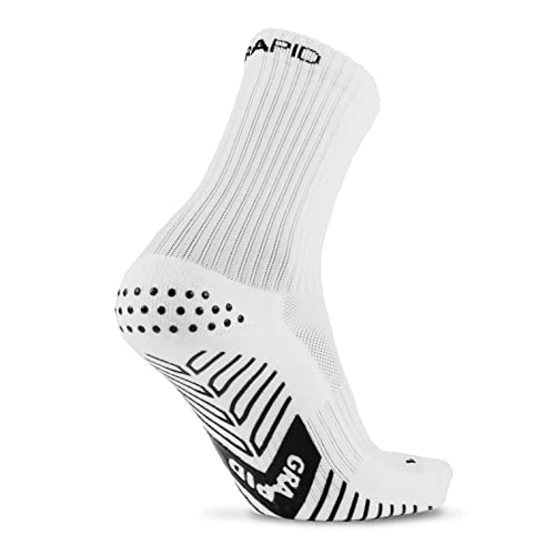 GRAPID Antirutsch Sportsocken für alle Geschlechter. Sportsocken für Herren. Fußballsocken, Laufsocken, Grip Socken, Ultimativer Halt für Athleten - Crew Elite (EU 38-41, Crew Elite - Weiß) von GRAPID