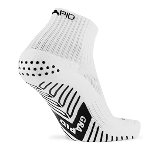 GRAPID Antirutsch Sportsocken für alle Geschlechter. Sportsocken für Herren. Fußballsocken, Laufsocken, Grip Socken, Ultimativer Halt für Athleten - Anklet (EU 42-46, Anklet - Weiß) von GRAPID