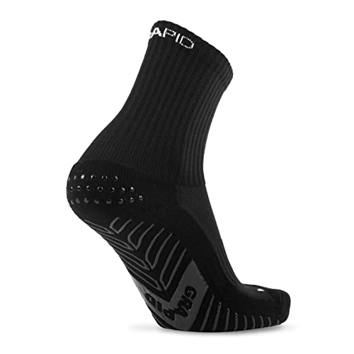 GRAPID Antirutsch Sportsocken für alle Geschlechter. Sportsocken für Herren. Fußballsocken, Laufsocken, Grip Socken, Ultimativer Halt für Athleten - Crew Elite (EU 42-46, Crew Elite - Schwarz) von GRAPID