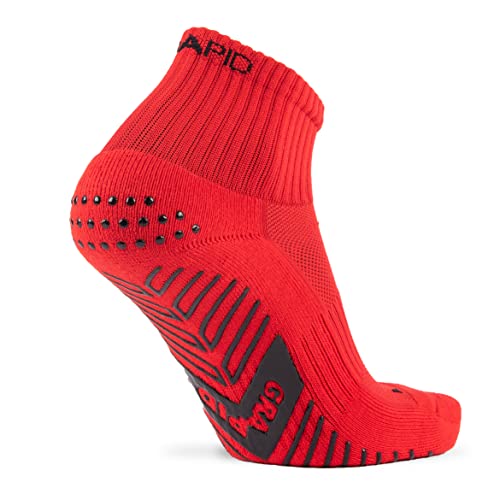 GRAPID Antirutsch Sportsocken für alle Geschlechter. Sportsocken für Herren. Fußballsocken, Laufsocken, Grip Socken, Ultimativer Halt für Athleten - Anklet (EU 42-46, Anklet - Rot) von GRAPID