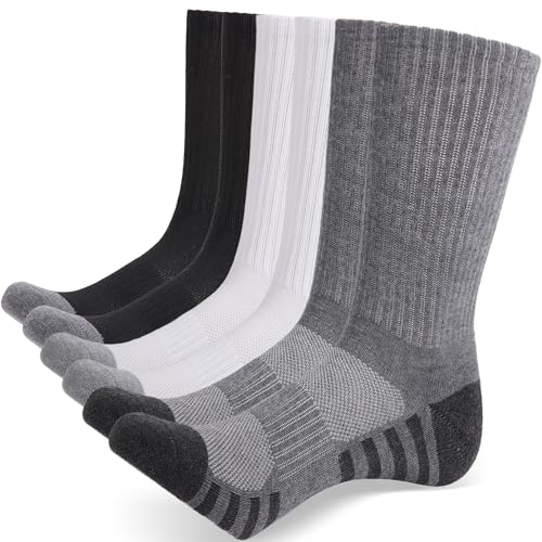 GRAPMKTG 6PAAR Tennissocken Herren Damen Sportsocken Wandersocken Schwarz und Weiß und Grau 39 42 Medium von GRAPMKTG