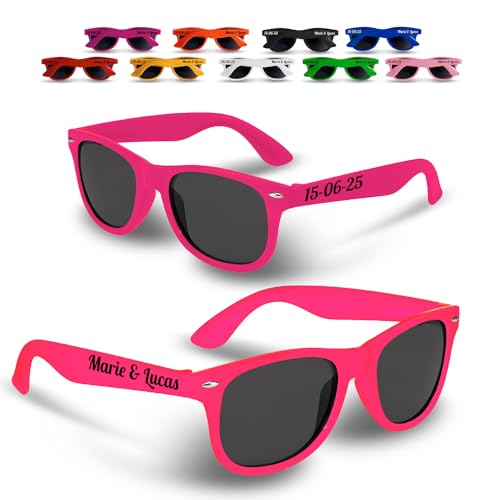 GRAVURE CONCEPT Sonnenbrille für Hochzeit & Veranstaltungen, EVJF/EVG zum Selbstgestalten – 10/25/50/100 Stück – UV400 Schutz (Brisa) (Fuchsia) von GRAVURE CONCEPT