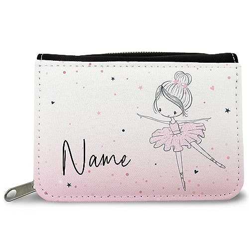 GRAVURZEILE Bedruckte Geldbörse - Ballerina Design - Personalisiert mit Name - Geschenk für Kinder & Teenager für Taschengeld Fahrkarte - für Jungen Mädchen Schüler zum Geburtstag Einschulung von GRAVURZEILE