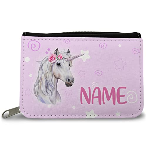 GRAVURZEILE Bedruckte Geldbörse - Einhorn Design - Personalisiert mit Name - Geschenk für Kinder & Teenager für Taschengeld Fahrkarte - für Jungen Mädchen Schüler zum Geburtstag Einschulung von GRAVURZEILE