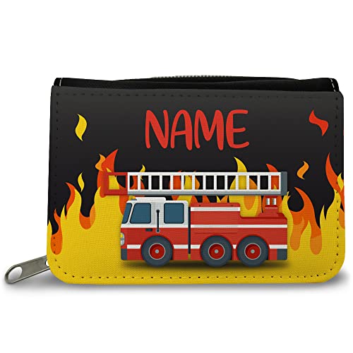 GRAVURZEILE Bedruckte Geldbörse - Feuerwehr Design - Personalisiert mit Name - Geschenk für Kinder & Teenager für Taschengeld Fahrkarte - für Jungen Mädchen Schüler zum Geburtstag Einschulung von GRAVURZEILE