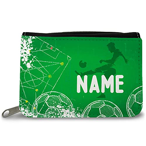 GRAVURZEILE Bedruckte Geldbörse - Fußball Design - Personalisiert mit Name - Geschenk für Kinder & Teenager für Taschengeld Fahrkarte - für Jungen Mädchen Schüler zum Geburtstag Einschulung von GRAVURZEILE