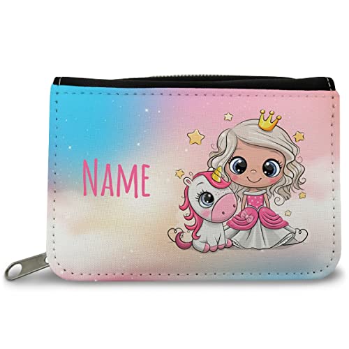 GRAVURZEILE Bedruckte Geldbörse - Prinzessin Design - Personalisiert mit Name - Geschenk für Kinder & Teenager für Taschengeld Fahrkarte - für Jungen Mädchen Schüler zum Geburtstag Einschulung von GRAVURZEILE