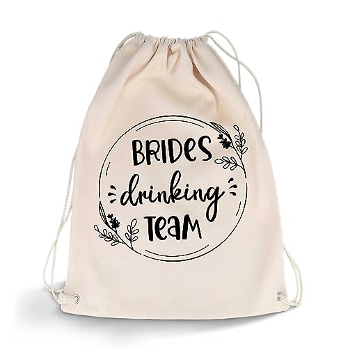 GRAVURZEILE Bedruckter Turnbeutel - Brides Drinking Team Design - Sportbeutel Rucksack Daypack Gymbag mit Kordelzug - für Sport & Freizeitaktivitäten - für Junggesellinnenabschied - 12 Liter 33x45 cm von GRAVURZEILE