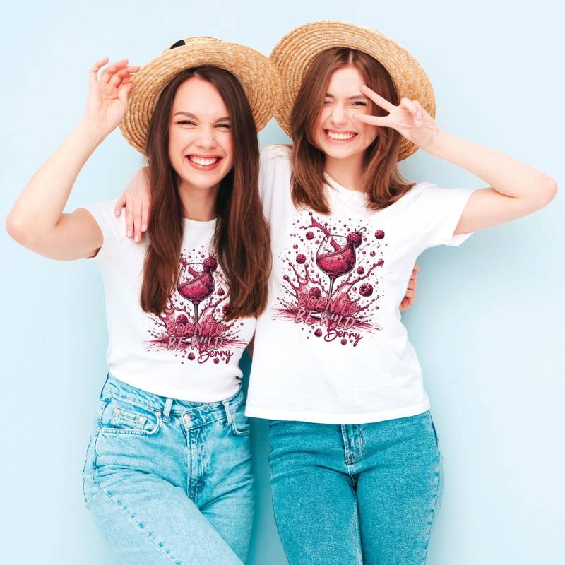 Bedrucktes T-Shirt Für Frauen "Born To Be Wild Berry" - Lustiges Shirt Mit Spruch Geschenk Damen Zum Geburtstag Freundin Muttertag von GRAVURZEILEShop