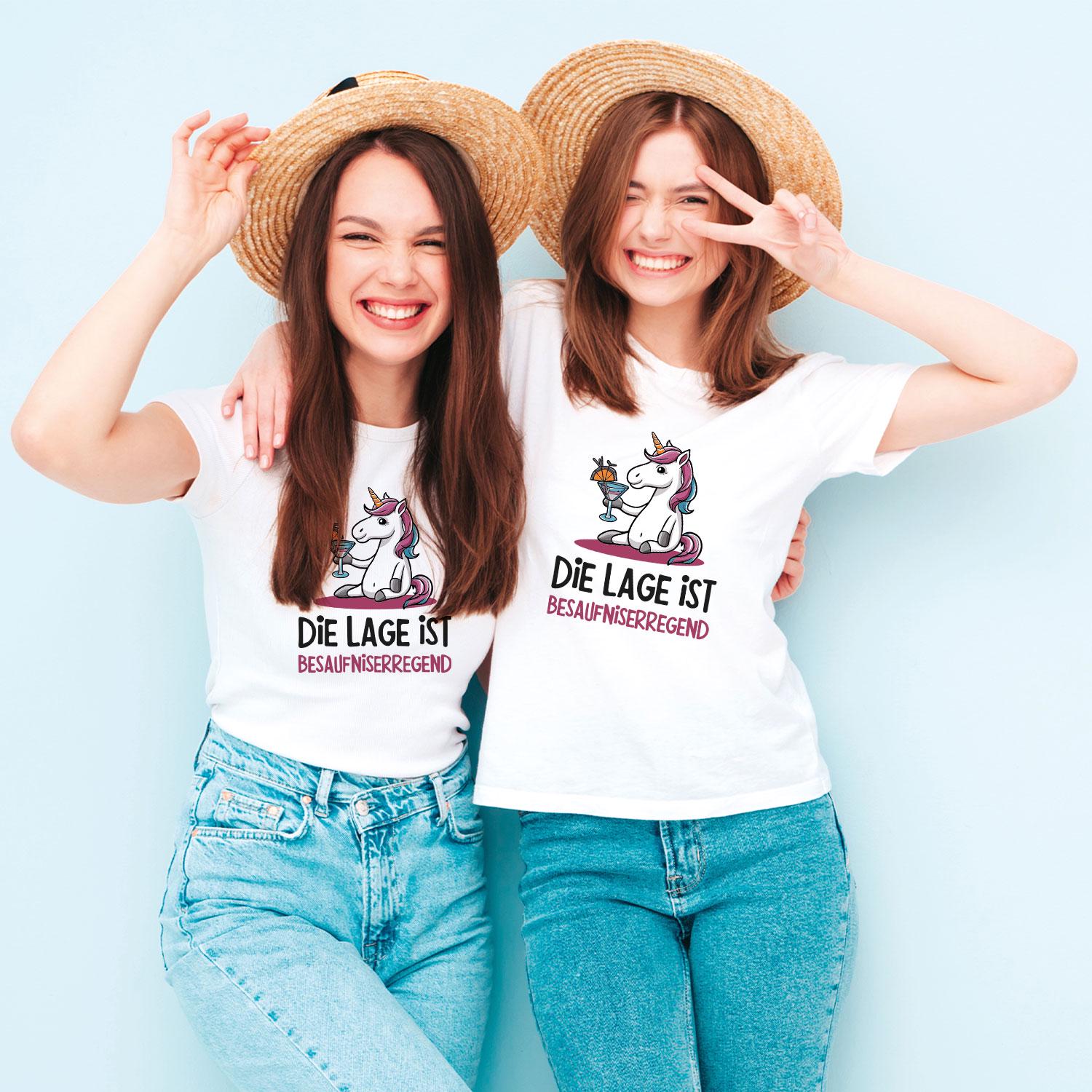Bedrucktes T-Shirt Für Frauen "Die Lage Ist Besaufniserregend" - Lustiges Shirt Mit Spruch Geschenk Damen Zum Geburtstag Statement von GRAVURZEILEShop