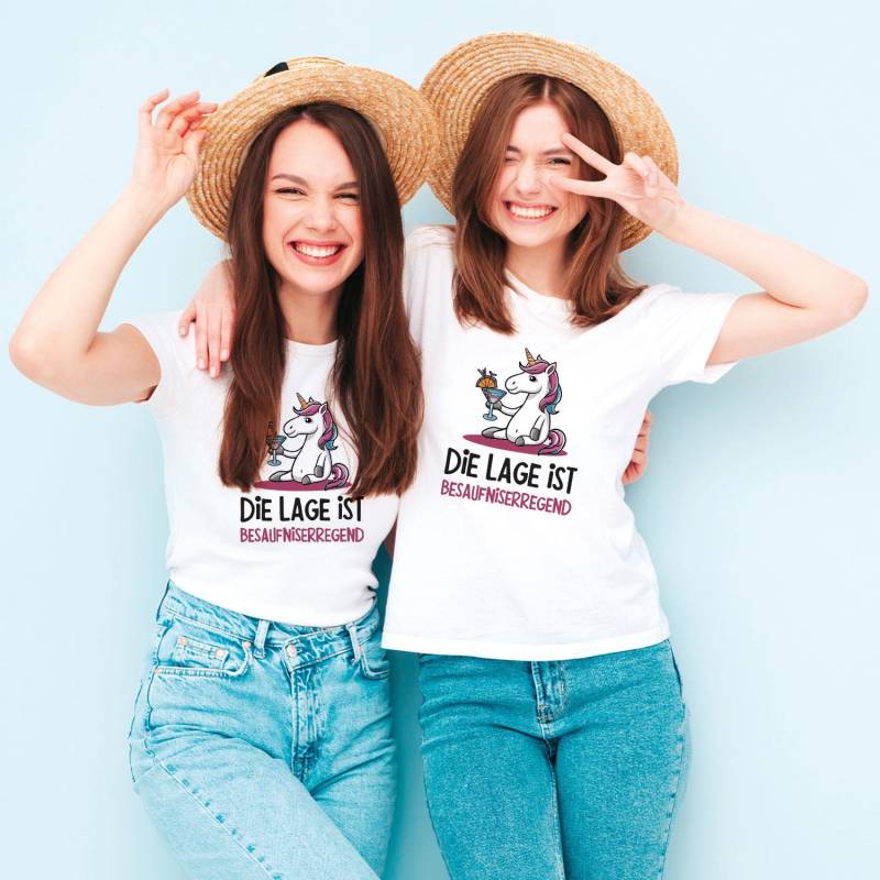 Bedrucktes T-Shirt Für Frauen "Die Lage Ist Besaufniserregend" - Lustiges Shirt Mit Spruch Geschenk Damen Zum Geburtstag Statement von GRAVURZEILEShop