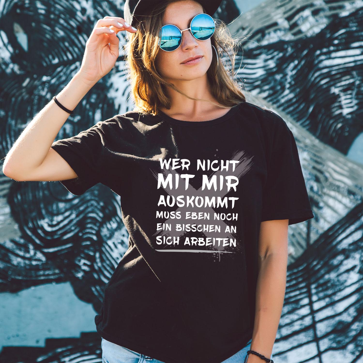 Bedrucktes T-Shirt Für Frauen "Wer Nicht Mit Mir Auskommt" - Lustiges Shirt Spruch Geschenk Damen Freundin Geburtstag Statement von GRAVURZEILEShop