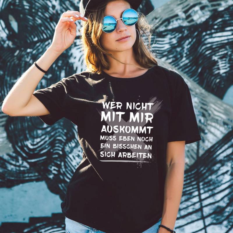 Bedrucktes T-Shirt Für Frauen "Wer Nicht Mit Mir Auskommt" - Lustiges Shirt Spruch Geschenk Damen Freundin Geburtstag Statement von GRAVURZEILEShop