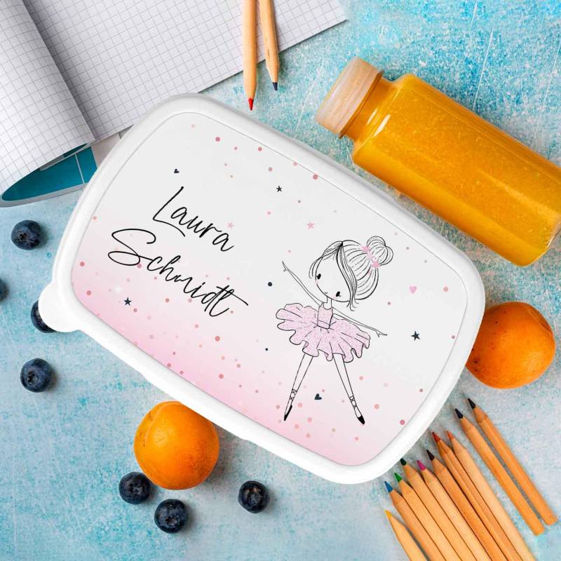 Lunchbox Ballerina - Personalisierte Brotdose Für Kinder Mit Name Geschenk Zur Einschulung Geburtstag Kommunion Taufgeschenk von GRAVURZEILEShop
