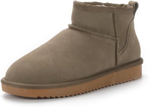 GRAWDD Winterstiefel für Damen, klassische Schneestiefel, wasserdicht, Rindsleder, Schlupfstiefel, Kunstpelz, gefüttert, warm, bequem, Mini-Stiefel, armee-grün, 34 EU GRAWDD Winterstiefel für Damen, klassische Schneestiefel, wasserdicht, Rindsleder, Schlupfstiefel, Kunstpelz, gefüttert, warm, bequem, Mini-Stiefel, armee-grün, 34 EU von GRAWDD