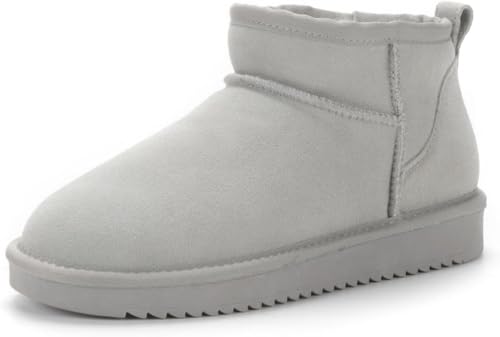 GRAWDD Winterstiefel für Damen, klassische Schneestiefel, wasserdicht, Rindsleder, Schlupfstiefel, Kunstpelz, gefüttert, warm, bequem, Mini-Stiefel, hellgrau, 36 EU GRAWDD Winterstiefel für Damen, klassische Schneestiefel, wasserdicht, Rindsleder, Schlupfstiefel, Kunstpelz, gefüttert, warm, bequem, Mini-Stiefel, hellgrau, 36 EU von GRAWDD