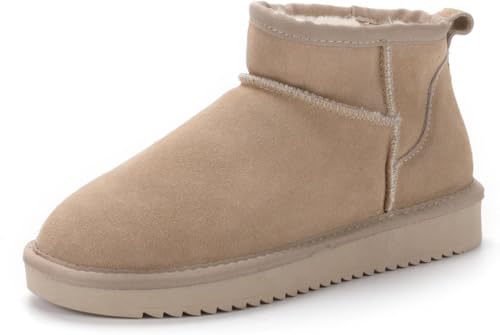 GRAWDD Winterstiefel für Damen, klassische Schneestiefel, wasserdicht, Rindsleder, Schlupfstiefel, Kunstpelz, gefüttert, warm, bequem, Mini-Stiefel, sand, 38 EU GRAWDD Winterstiefel für Damen, klassische Schneestiefel, wasserdicht, Rindsleder, Schlupfstiefel, Kunstpelz, gefüttert, warm, bequem, Mini-Stiefel, sand, 38 EU von GRAWDD