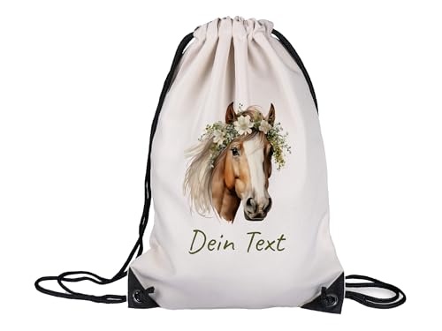 GRAZDesign Personalisierter Turnbeutel Rucksack - Pferde - Stoffbeutel mit Namen für Kinder und Erwachsene von GRAZDesign