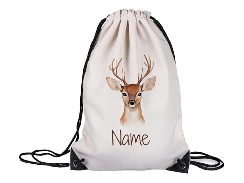 GRAZDesign Personalisierter Turnbeutel für Kinder - Reh Design, Kindergarten Tasche, Stoffbeutel mit Name von GRAZDesign