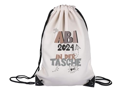 GRAZDesign Turnbeutel Abi 2024 in der Tasche Sportbeutel Abitur Geschenk Abschluss Abifeier Rucksack von GRAZDesign