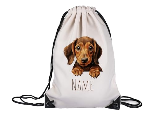 GRAZDesign Turnbeutel mit Hundemotiv & Name – personalisierbar – Geschenk für Hundeliebhaber - Dackel von GRAZDesign