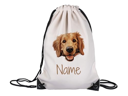 GRAZDesign Turnbeutel mit Hundemotiv & Name – personalisierbar – Geschenk für Hundeliebhaber - Golden Retriever von GRAZDesign