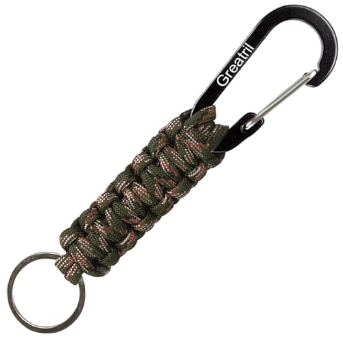 GREATRIL Schlüsselanhänger Karabiner Tarnung - Paracord Karabinerhaken Schlüsselanhänger Kurz für Arbeit Autoschlüssel Flasche Camping Wandern Jungen/Mädchen/Herren/Frauen von GREATRIL