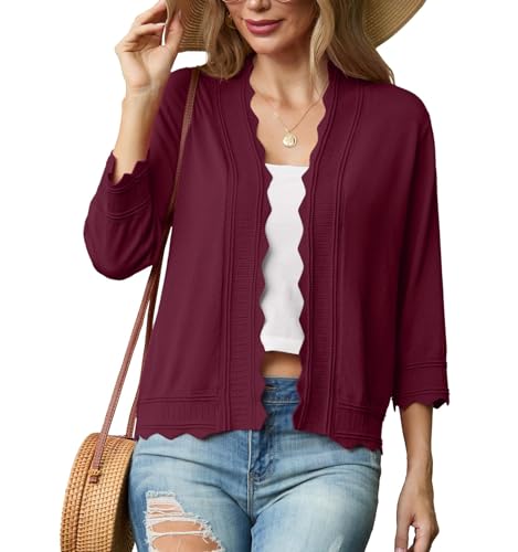GRECERELLE Strickjacke Damen Sommer Leichte Bolero Elegant Shrug Rüschen Jäckchen Cardigan Damen Strickpullover Rüschenärmelfür Kleid Sommerabend Hochzeit (VG Hellblau, S) von GRECERELLE