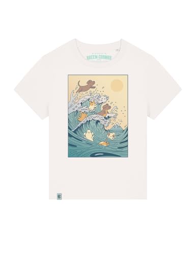 GREEN COSMOS - Tshirt Damen - T Shirt Bio Baumwolle Damen - T-Shirt mit Motiv Dogs Swimming Wave - Bequemer Schnitt Medium Fit - Frauen T-Shirt Aus Weiß - M GREEN COSMOS - Tshirt Damen - T Shirt Bio Baumwolle Damen - T-Shirt mit Motiv Dogs Swimming Wave - Bequemer Schnitt Medium Fit - Frauen T-Shirt Aus Weiß - M von GREEN COSMOS