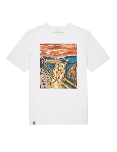 GREEN COSMOS - Tshirt Herren - T Shirt Bio Baumwolle Herren - T-Shirt mit Motiv Scream Parody CAT - Bequemer Schnitt Medium Fit - Tshirt Männer - XXL - Weiß GREEN COSMOS - Tshirt Herren - T Shirt Bio Baumwolle Herren - T-Shirt mit Motiv Scream Parody CAT - Bequemer Schnitt Medium Fit - Tshirt Männer - XXL - Weiß von GREEN COSMOS
