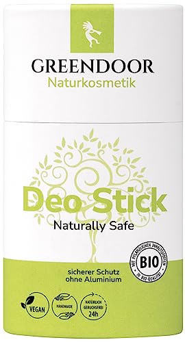 GREENDOOR Deo Stick naturally safe 50g, festes Deodorant mit frischem Duft, Bio Deostick ohne Aluminium für lange sichere Deo-Wirkung, unisex herren woman männer Deostift, vegan natürlich, plastikfrei von GREENDOOR