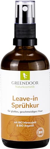 GREENDOOR Leave-in Sprühkur Haare 100ml, ohne Silikone, feuchtigkeitsspendende Haarkur zum Sprühen für hervorragend gepflegte & sehr gut kämmbare Haare, bleibt im Haar, Spray ohne Ausspülen von GREENDOOR