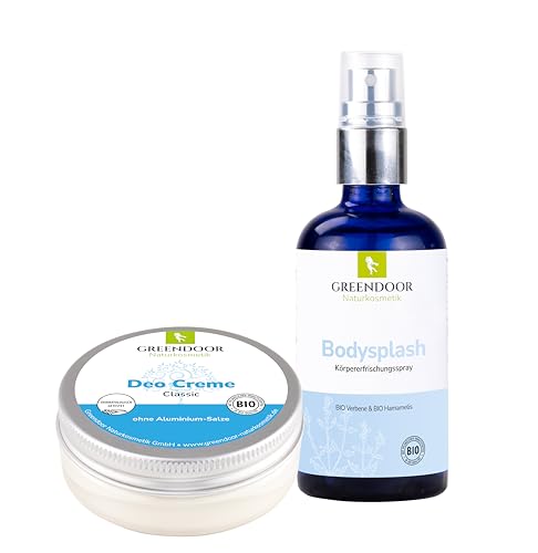 GREENDOOR Naturkosmetik intelligente Deo-Kombi, Sparpreis, Body-Splash & Deo Creme, ohne Aluminium, natürlich vegan antibakteriell, Natur Deodorant mit Bio Babassu, unisex für Damen und Herren von GREENDOOR