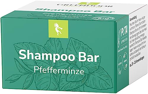 GREENDOOR Bio Shampoo Bar Pfefferminze 75g normales/fettiges Haar, festes mildes Naturkosmetik Haarshampoo ohne Silikone Plastik für Damen Herren, natürliche Haarpflege von GREENDOOR