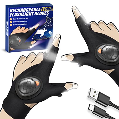Geschenke für Männer LED Handschuhe mit Beleuchtung: Handschuhe mit Licht LED Handschuhe mit Wasserdichter Beleuchtung, Angelzubehör Geschenke für Angler Vater Opa Papa Männer Geschenke Weihnacht von GREENEVER