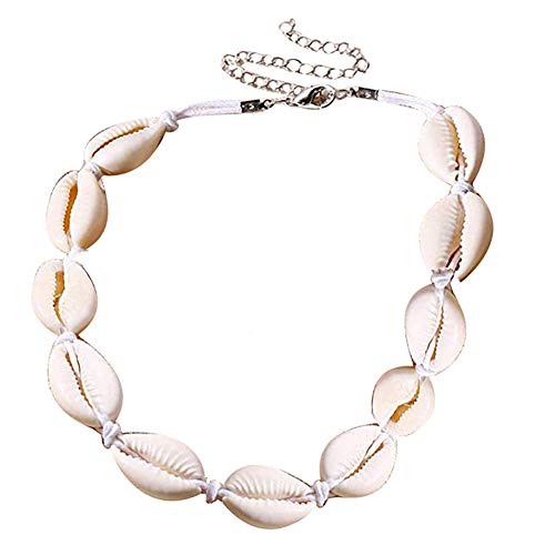 Armbänder für Mädchen und Frauen, mit Kauriemen-Muschelperlen, handgewebt, Choker-Halskette, hawaiianischer Strandschmuck Einheitsgröße weiß von GREENLANS-1