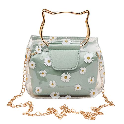 Fashion Damen Marguerite durchsichtige Kette Jelly Tote Bag Crossbody Schultertasche Frauen Mädchen Geschenk, Grün - grün - Größe: Einheitsgröße von GREENLANS-1