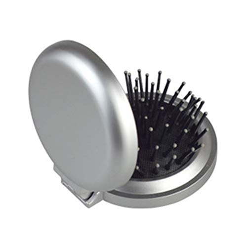 Tragbare Mini-Haarbürste für Mädchen, faltbar, für Airbag, Massage, rund, Reisespiegel, Haarbürste von GREENLANS-1