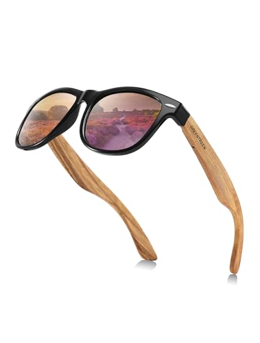 GREENTREEN Holz Sonnenbrillen für Herren und Damen, Unisex Polarisierte Sonnenbrille mit Holzbügeln, UV400-Schutz von GREENTREEN