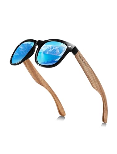 GREENTREEN Holz Sonnenbrillen Holzwurm Sonnenbrille,Herren Damen Polarisierte Sonnenbrille Polarisierende Brillengläser mit UV400-Schutz/Der Rahmen aus Walnuss Holz von GREENTREEN