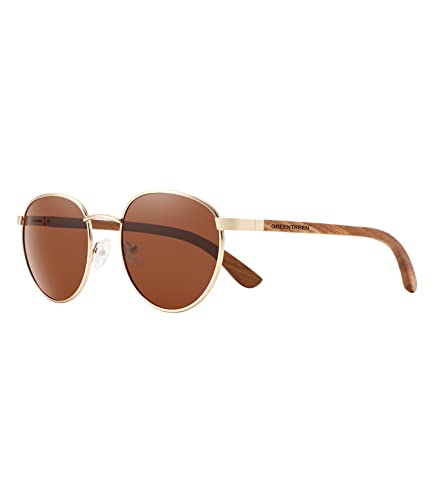 GREENTREEN Holz sonnenbrille, Polarisiert Pilotenbrille für Herren und Damen mit Rahmen aus Zebraholz und Polarisierte Gläser von GREENTREEN