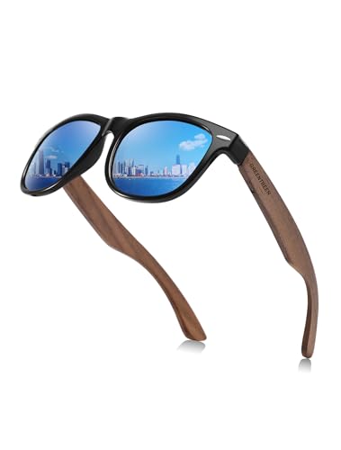 GREENTREEN Holz Sonnenbrillen,Sonnenbrillen für Damen mit UV400 CAT 3-Schutz/Der Rahmen aus Walnuss Holz Polarisierte Sonnenbrille von GREENTREEN