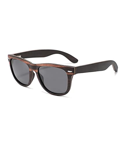 GREENTREEN Holz Sonnenbrillen Herren Damen, Retro Polarisierte Sonnenbrille, UV400 Schutz Gläser von GREENTREEN