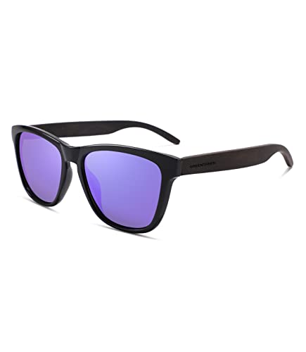 GREENTREEN Holz Sonnenbrillen für Herren Damen, Polarisierte Sonnenbrille mit Holzbügeln/UV400-Schutz von GREENTREEN