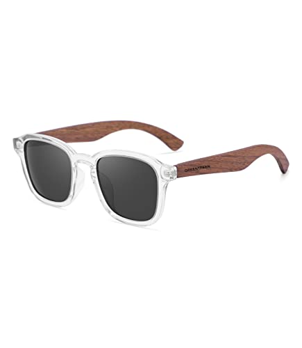 GREENTREEN Holz Sonnenbrillen für Herren Damen, Polarisierte Sonnenbrille mit Holzbügeln/UV400-Schutz von GREENTREEN