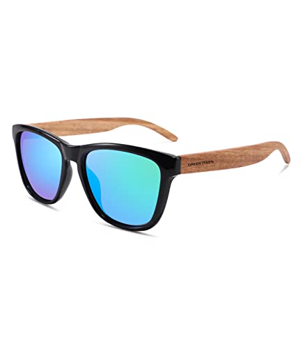 GREENTREEN Holz Sonnenbrillen für Herren Damen, Polarisierte Sonnenbrille mit Holzbügeln/UV400-Schutz von GREENTREEN