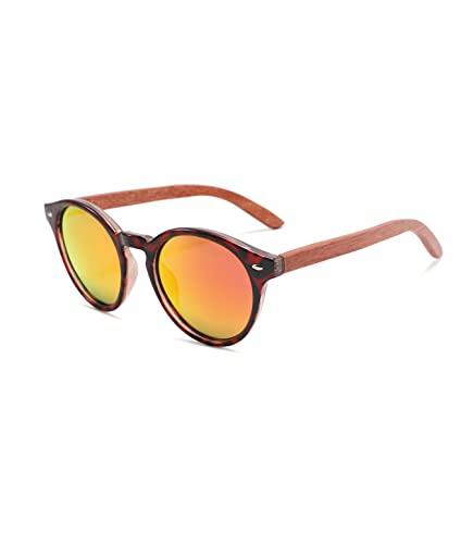 GREENTREEN Holz Sonnenbrillen Herren Damen, Retro Polarisierte Sonnenbrille, UV400 Schutz Gläser von GREENTREEN