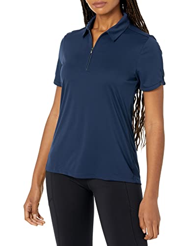 GREG NORMAN Damen Ml75 S/S Zip Polo Golfhemd, Navy, Groß von GREG NORMAN