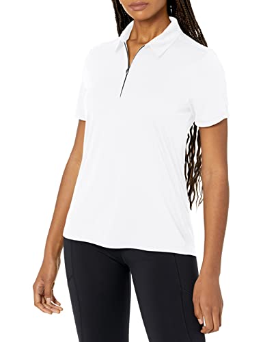 GREG NORMAN Damen Ml75 S/S Zip Polo Golfhemd, Weiß, Groß von GREG NORMAN